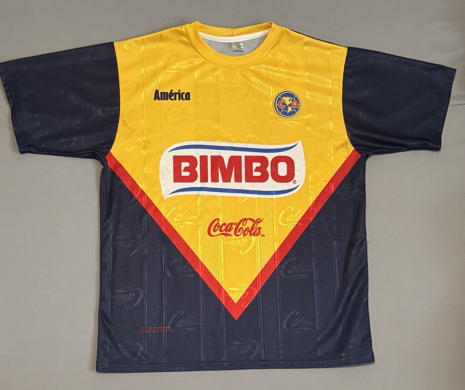 Vintage Club America Jersey Mens XL Yellow Bimbo Coca Cola Mexico Soccer Futbol