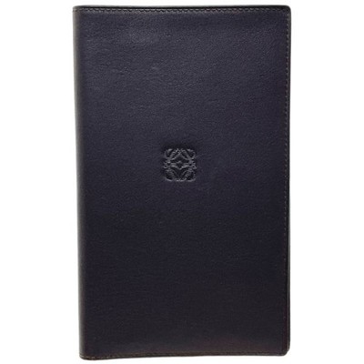   Authentic Loewe Anagram Bifold Wallet Leather Dark Brown Long Wallet No