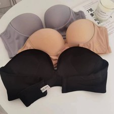 Supper Boost Strapless Push Up Bra,Thick Padded Plunge Multiway Underwire Bralet