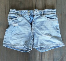 Art Class Girls XL 14 Jean Shorts Distressed Light Wash Frayed Hem Y2K Summer