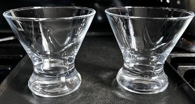 Grey Goose Vodka LOGO 2 Stemless Footed Martini Glass Lowball Set of 2