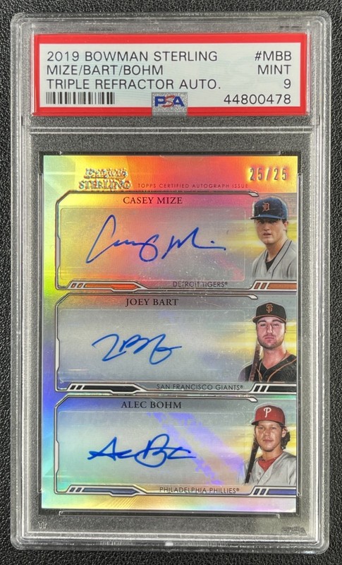 ALEC BOHM CASEY MIZE BART PSA 9 2019 BOWMAN STERLING TRIPLE REFRACTOR AUTO 25/25