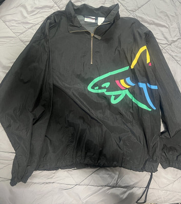 Reebok Greg Norman Collection Men's Windbreaker Jacket Black Multicolor L