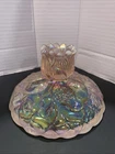 Fenton Pink Opalescent Water Lily Candlestick