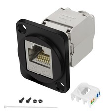 CAT6A D-Type Panel Mount Connector Shielded RJ45 Coupler Toolless Keystone Jack