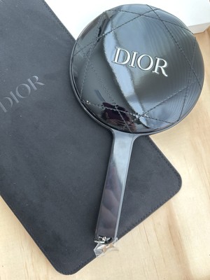 Christian Dior Quilted Hand Mirror Black Novelty w/Case  display picture 3