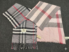 Burberry Scarf Shawl Wrap Cashmere Fringes Plaid Check 3 Pieces Pack