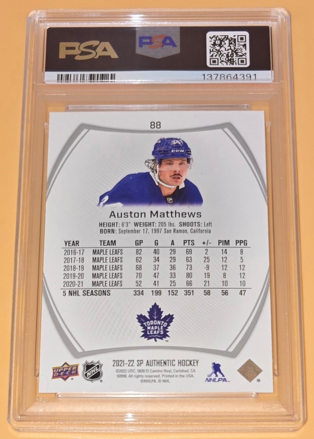 Auston Matthews PSA 10 Low Pop 2021-22 SP Authentic Hockey Toronto Maple Leafs view 10