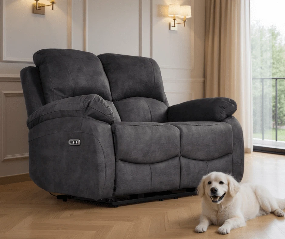 Grey Fabric Suede Recliner Electric Sofa Collection 3+2+1 Suite - Image 2 of 4