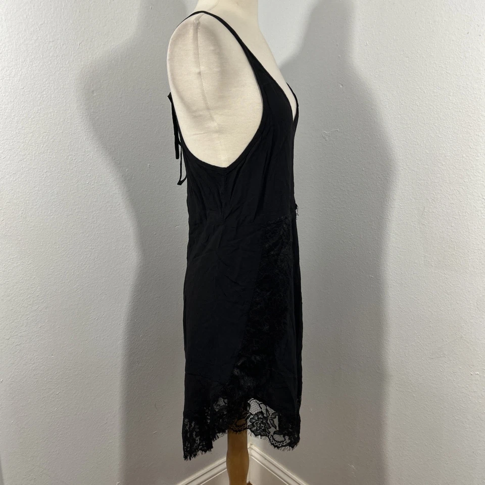 Vestido sin Mangas Free People Para Mujer XS P Negro Mini Pestañas Femenino Capricho Y2K Foto 4 de 4