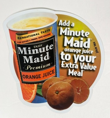 Vtg 90s McDonalds Minute Maid Orange Juice Sign Advertising Sign