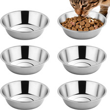 Tifanso 6PCS Stainless Steel Cat Bowls Dishes, 5.6  Metal Shallow Wide Whisker F