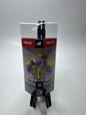 Maxell Wild Things Purple and Yellow Zebra Print Aux Ear Buds /w Built In Mic