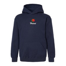 Hawaii with hibiscus flower embroidered pullover sweat hoodie, souvenir hoodie