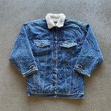Vintage 80s Levis Sherpa Denim Jacket Size Medium Distressed Trucker 70506 USA