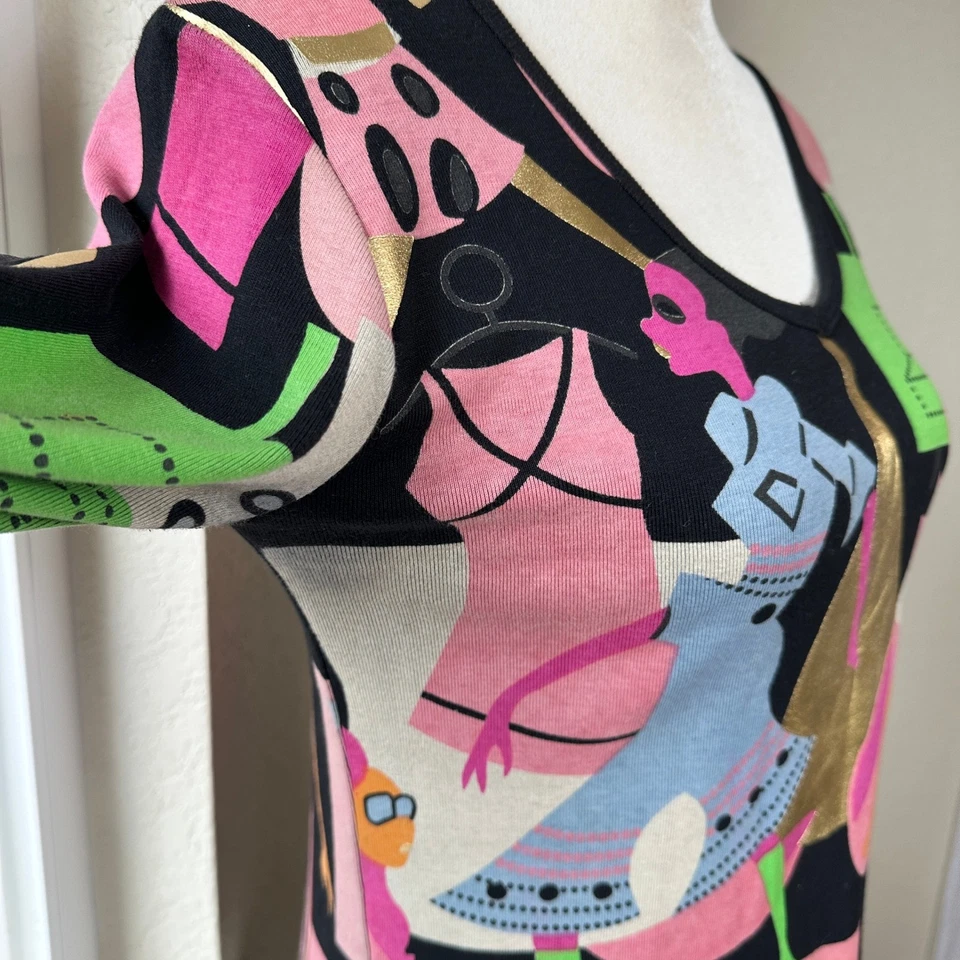 Top Artístico Mujer Vintage Miss Sixty XL Estampado Gráfico Diseñador Italiano Audaz Retro Foto 2 de 4