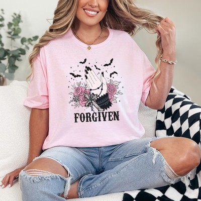 Vergeben Damen Ring-Spun T-Shirt Gebet Hände Rosenkranz Geschenk für Sie