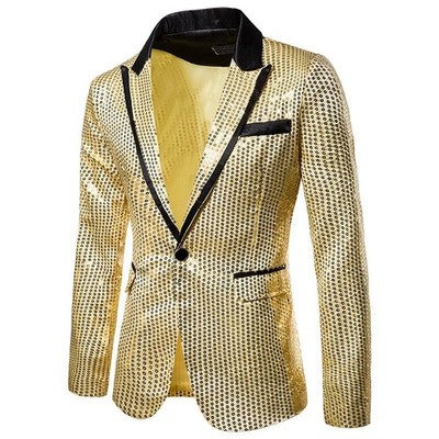 Herren Struktur Anzug Blazer Schalkragen Revers Jacke Mantel Tops Bühne Schausteller Kostüm