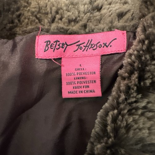 Brown Betsey Johnson Faux mixed brown Fur Jacket coat blazer size large shrug - Picture 7 of 23