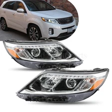 Headlights Pair For 2014 2015 Kia Sorento LX Halogen Set Left+Right w/LED DRL
