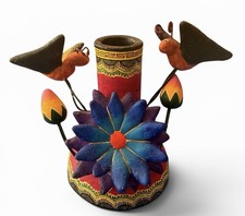 Vtg Mexican Folk Art Tree of Life Single Cand...
