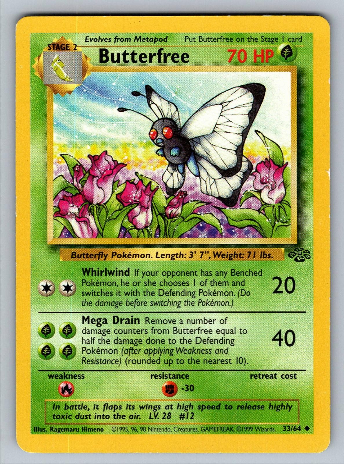 Butterfree 33/64 Uncommon Jungle Pokemon Moderately Played