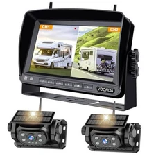 2 Magnetic Wireless Backup Camera with 7'' HD 1080P DVR Monitor 2CAM black