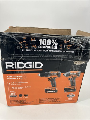 #ad #ad Ridgid R92721 18V 2 Tool Combo Kit Drill Driver amp; Impact Driver Open Box $89.95