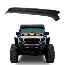 Hood Protect Stone Guard Bug Deflector w/Amber Lights For Jeep Wrangler JK 07-18