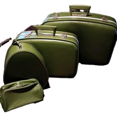 Vintage MCM Luggage Avocado Green Hard Shell Suitcase 4-pc Set