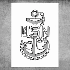 US Navy Chief Anchor Design Stencil Template Reusable for Wall Art, DIY Crafts &