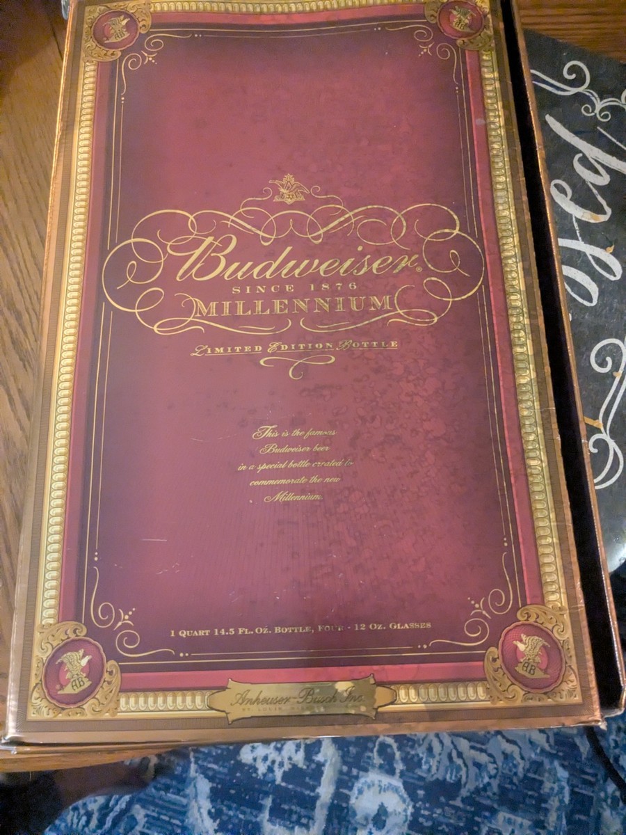 BUDWEISER MILLENNIUM Limited Edition Set Bottle & Four Glasses w