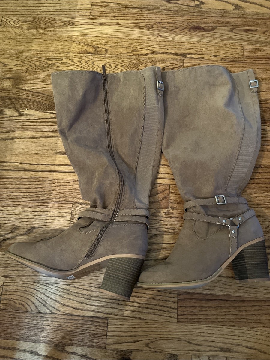 Torrid Faux Suede Knee High Tall Tan Wide Calf Boots Women’s 10W Worn Once