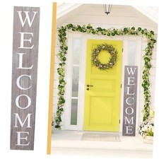 Premium Extra Large Welcome Sign for Front Door Porch   5 Feet Tall 58" Gray