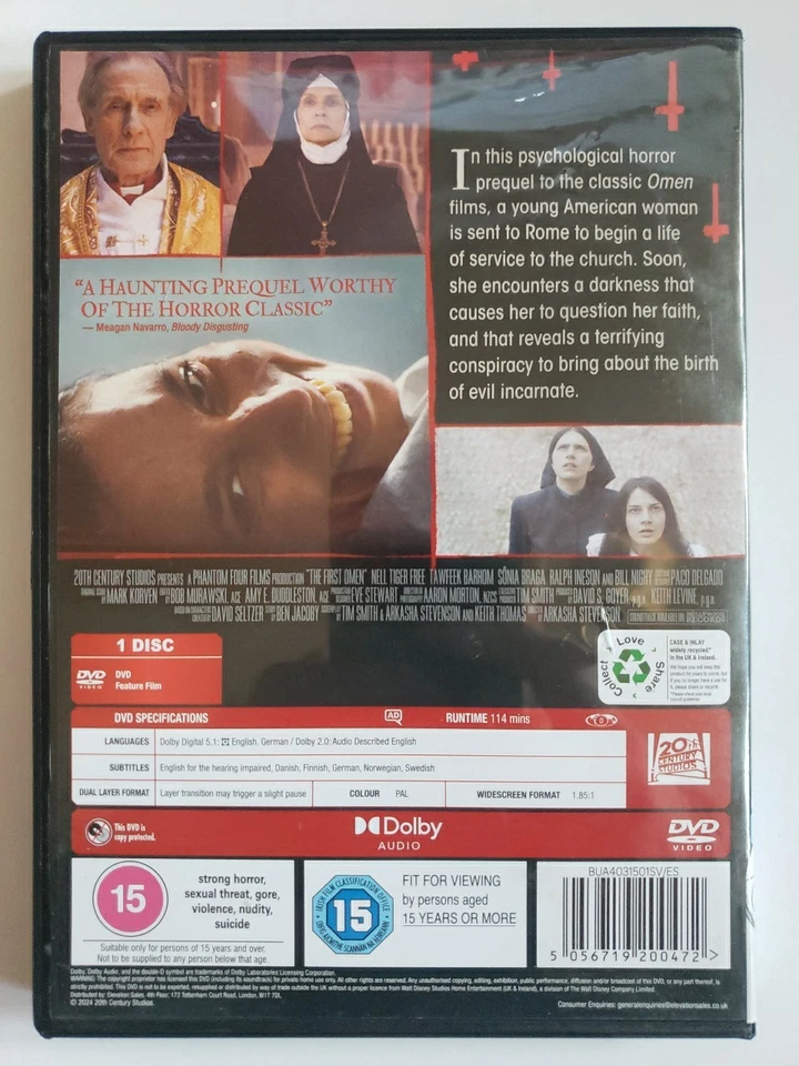 The First Omen DVD (2024) Nell Tiger Free Horror In Excellent Condition Free P&P - Image 2 of 2