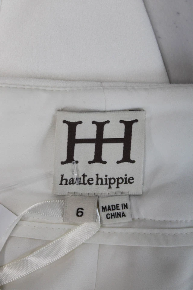 Pantalones de vestir para mujer Haute Hippie blancos mezcla de triacetato botones talla 6 Foto 4 de 4