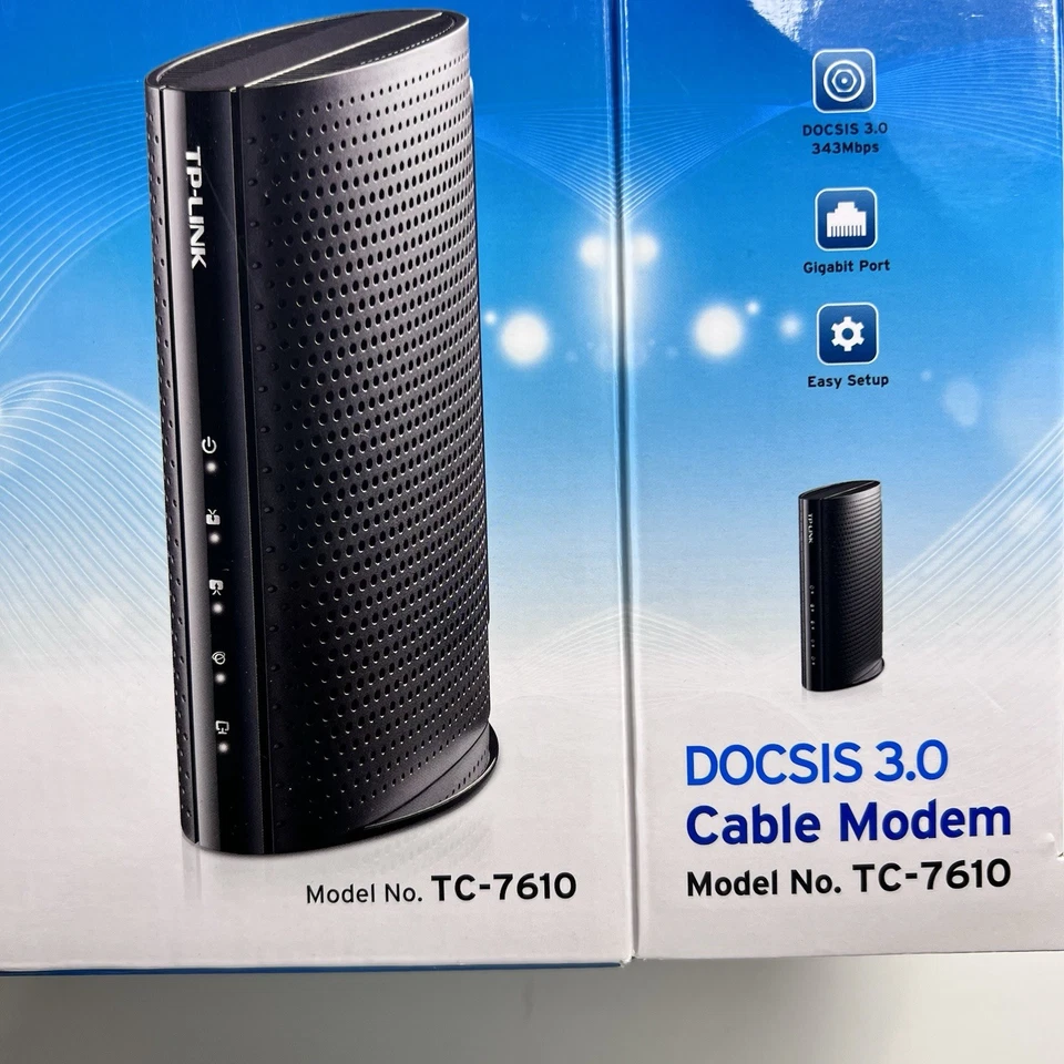 TP-LINK DOCSIS 3.0 Cable Modem: Model TC-7610, Gigabit Port, 343 Mbps - Image 2 of 4