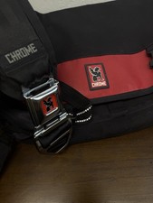 Chrome Industries Blk and Red Citizen Messenger Bag, Made In USA Seatbelt Buckle