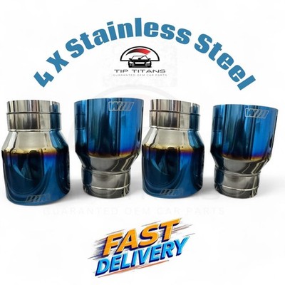 4x Edelstahl Halb Blau Auspuffblenden für BMW M2 M3 M4 M5 F87 F80 F82 70MM