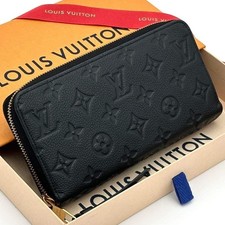 Louis Vuitton Monogram Empreinte Zippy Long Wallet Black Leather Embossed