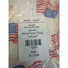 Angel Dear American Flag Shortie Romper Organic Muslin White Red Blue 6-12M NWT