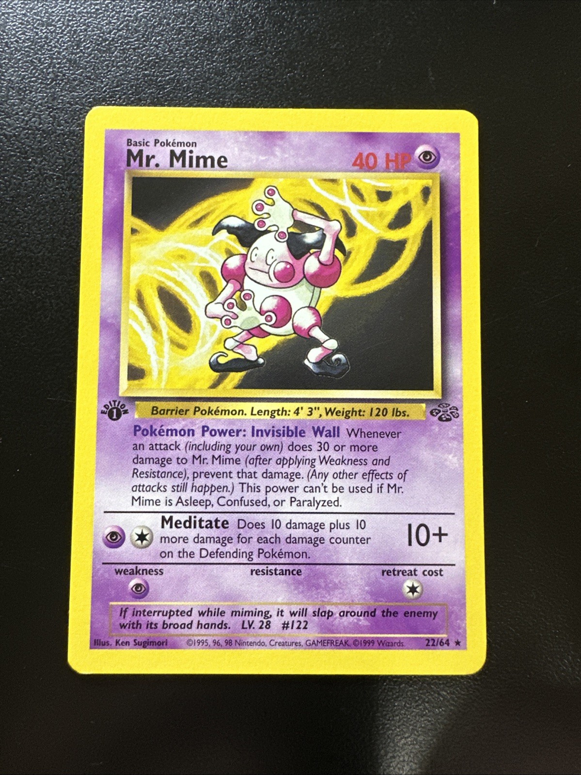 Mr. Mime 22/64 Jungle 1st Edition Pokemon TCG Non Holo Rare Card Vintage WOTC NM