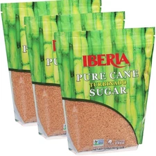 Iberia Pure Cane Raw Turbinado Sugar 2 lb. (Pack of 3) 32 Ounce 