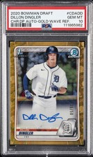 2020 BOWMAN DRAFT CHROME DRAFT PICKS AUTOS DILLON DINGLER 25/50 PSA 10 AUTO