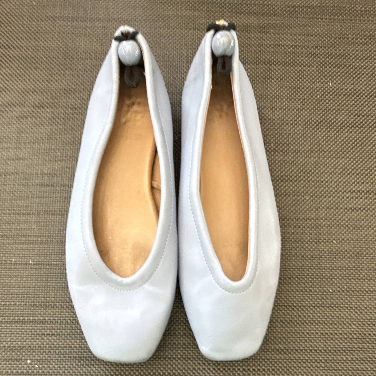 Sam & Libby Women’s White Solid Synthetic Slip-On Ballet Flats Square Toe Bow 8