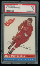 Alex Delvecchio 1954-55 Topps #39 HOF NHL Detroit Red Wings PSA 5 EX