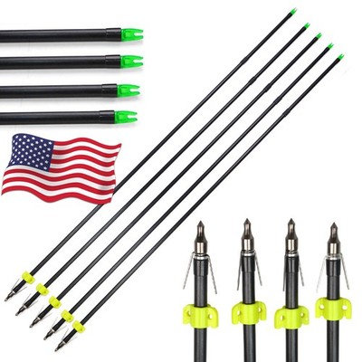 12X 31'' Fishing Arrow Fiberglass ID6.2mm Safety Slide Bow Hunting Shooting US