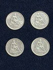 4 Seated Liberty HALF Dimes--AU Condition--1855 1862 1872 1872S--Likely Cleaned