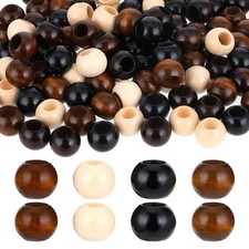 Wooden Beads 100PCS 20mm Round Large Hole Macrame Craft Brown JJUNW Colors Home