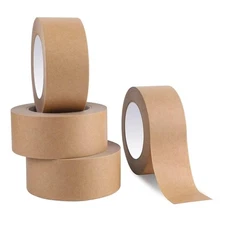 Wanbao 4 Rolls Kraft Paper Gummed Tape Brown Packing Tape 2 Inch X 55 Yard for S